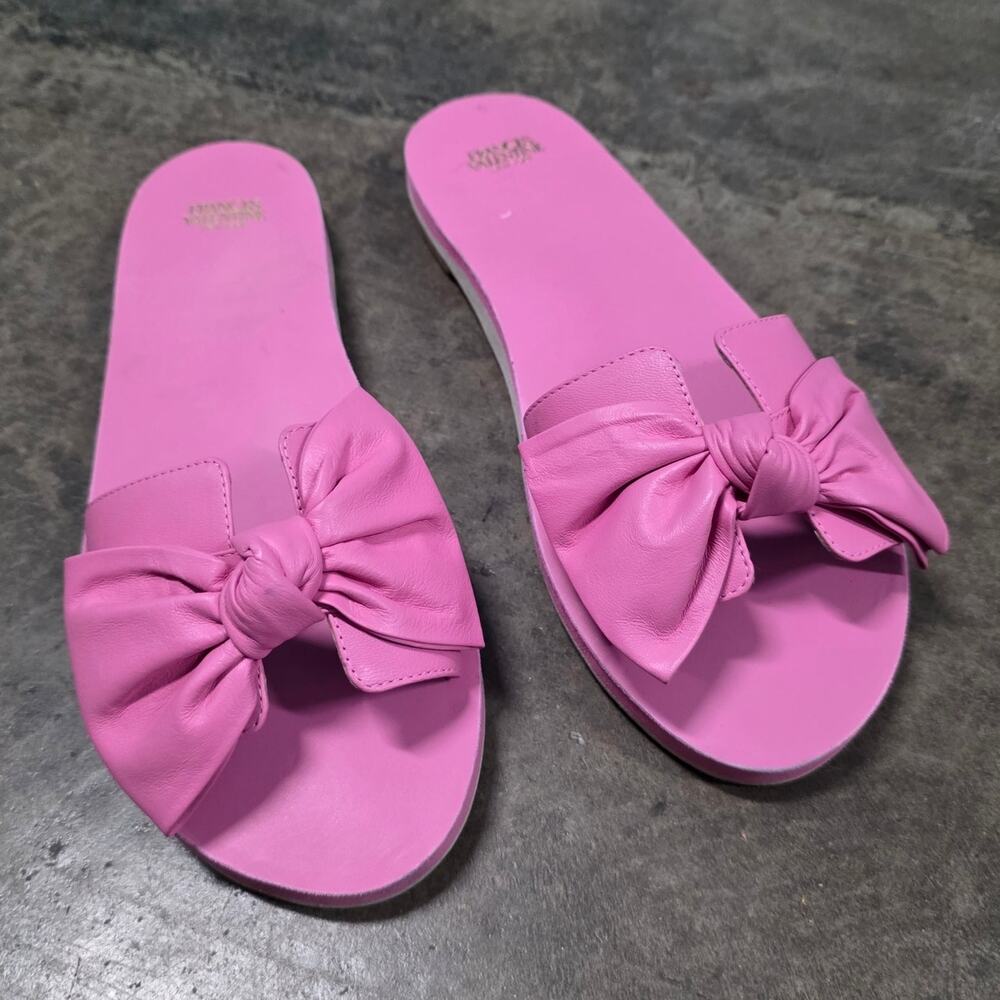 Frances Valentine Sandy women 8.5 bow slide sandals pink luxury summer beach